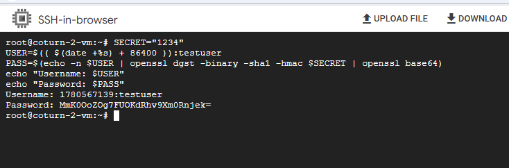 Generating TURN credentials on the server