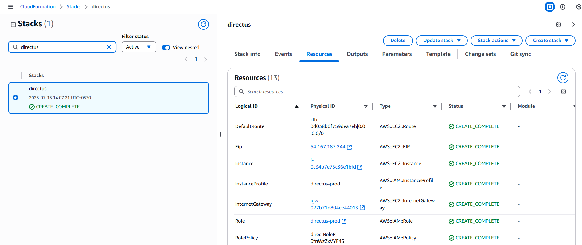 CloudFormation stack creation progress