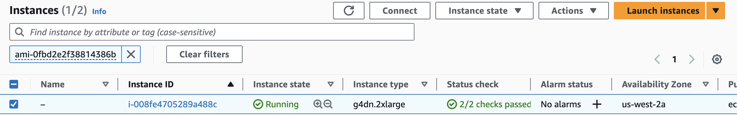 Search for the AMI ID in the Instances tab