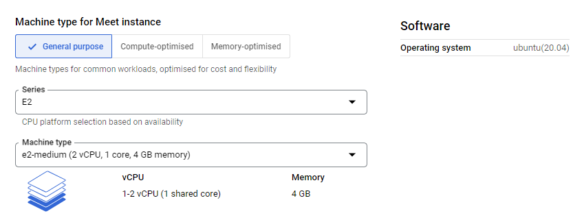 Jitsi Meet instance type selection on GCP