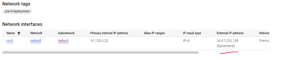 External IP in VM instance network interfaces