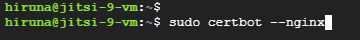 Running certbot --nginx command on server