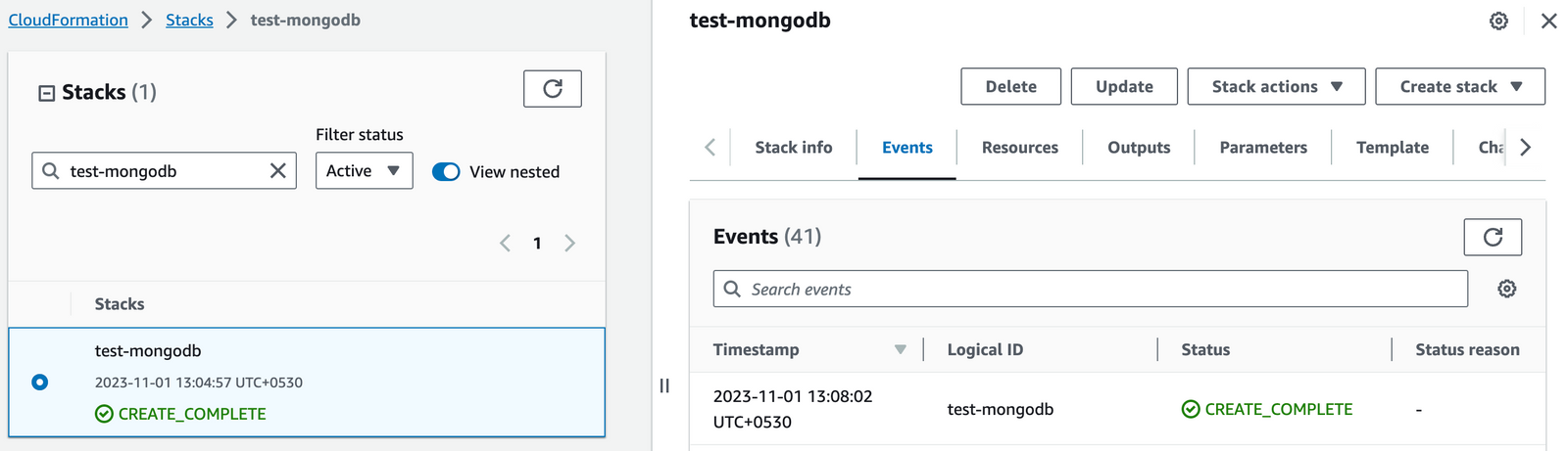 CloudFormation Stack Successfully Created