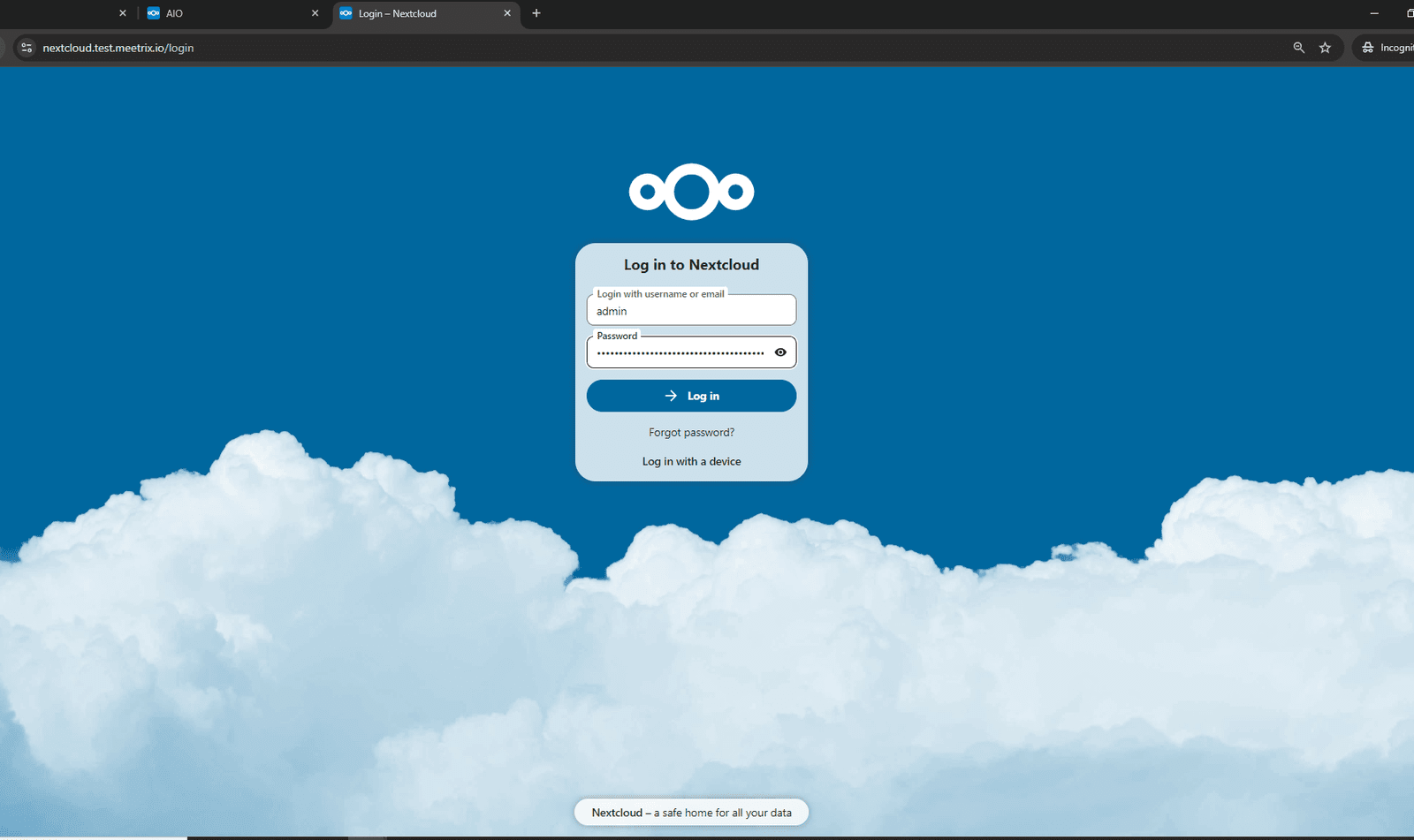 Nextcloud login page