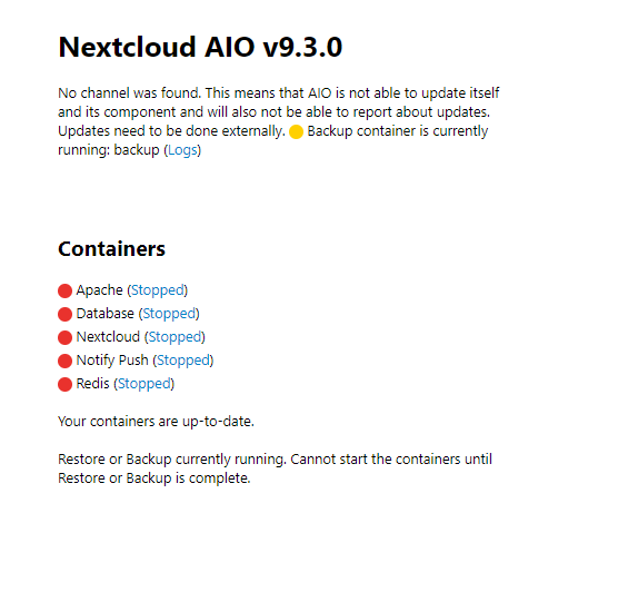 Containers stopped while backup process is ongoing
