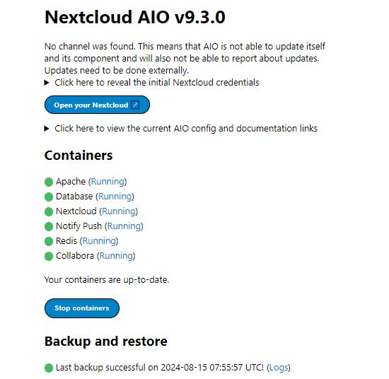 Viewing container logs in Nextcloud AIO