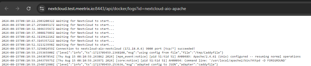 Viewing container logs in Nextcloud AIO