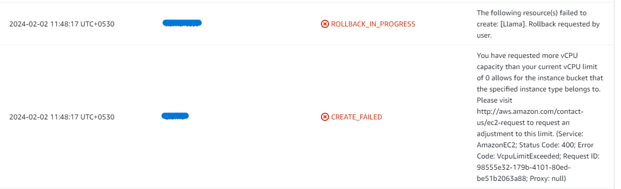 vCPU Quota Error