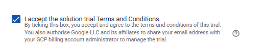 Plane GCP free trial terms acceptance checkbox