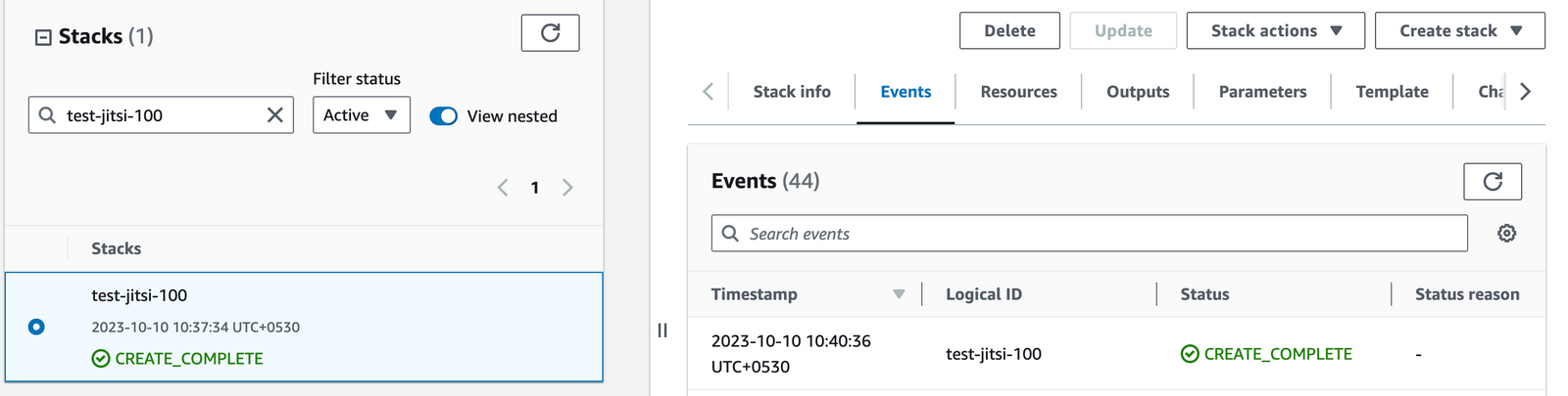 Jitsi Meet CloudFormation stack reaching CREATE_COMPLETE status on the Events tab