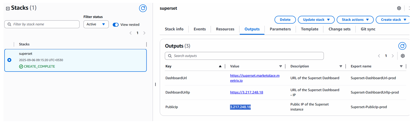 Copying the PublicIp from CloudFormation Outputs tab