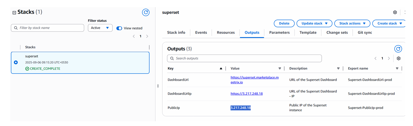 Copying the PublicIp from CloudFormation Outputs tab