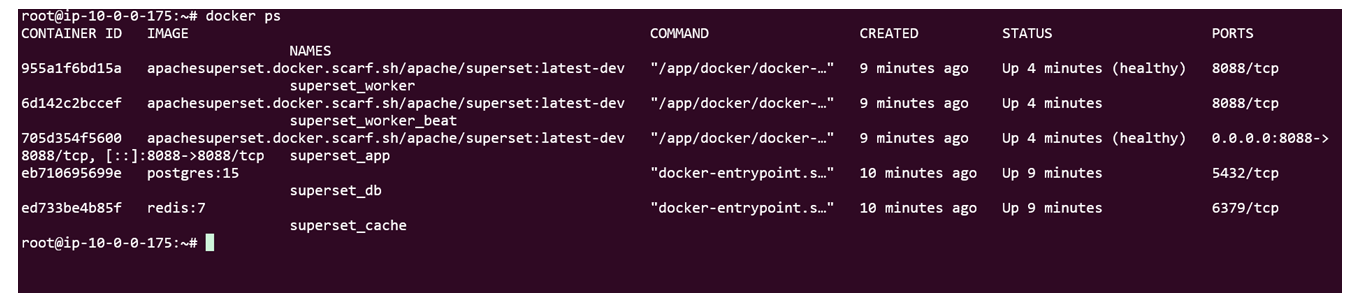 Checking Docker container logs for Superset